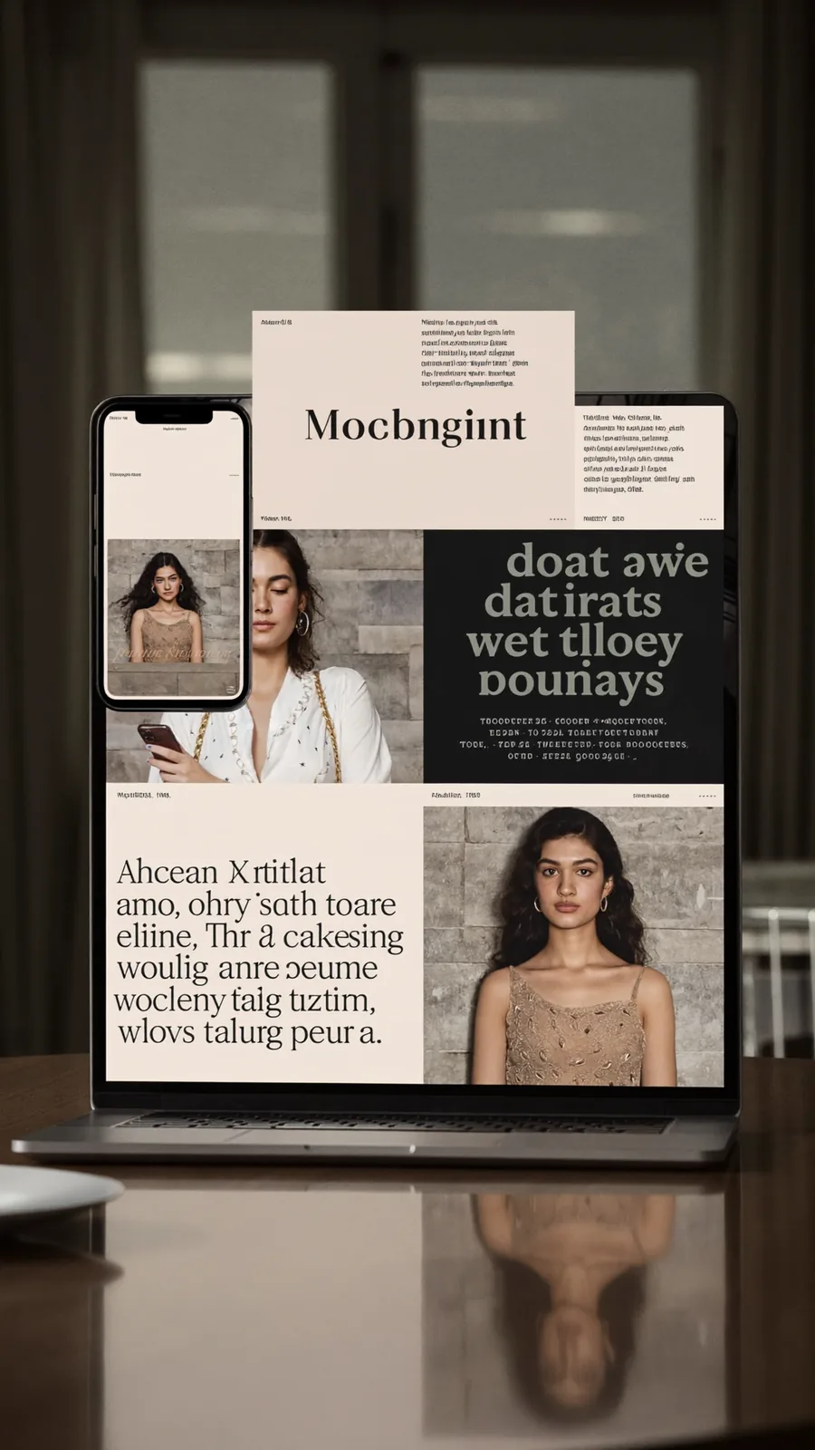 Campaign display featuring product imagery shown in a retail space.